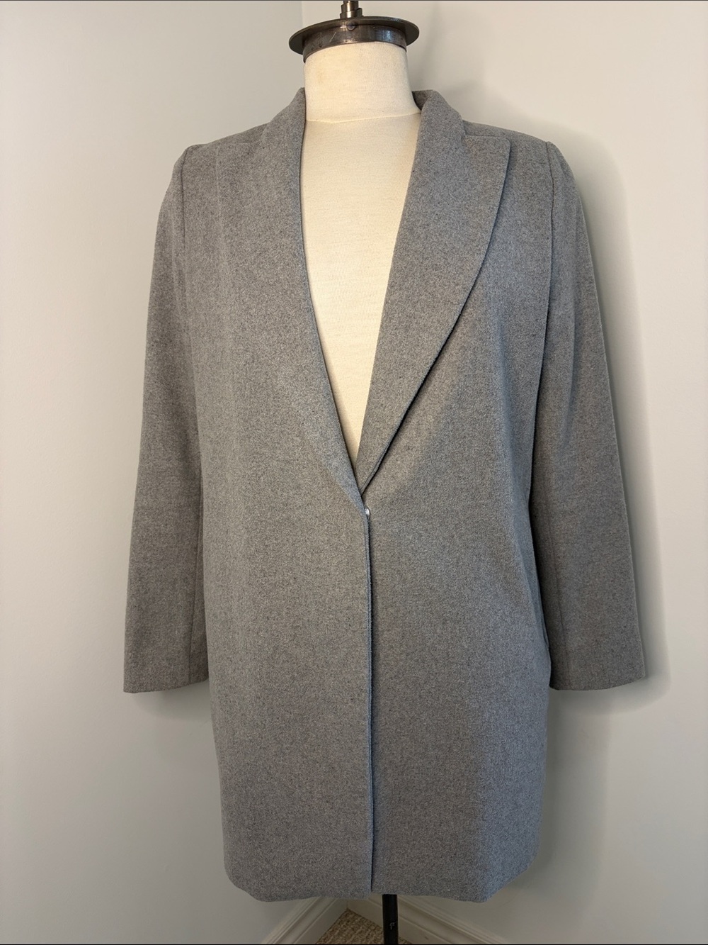 Women's Soft Gray Open-Front Blazer Jacket